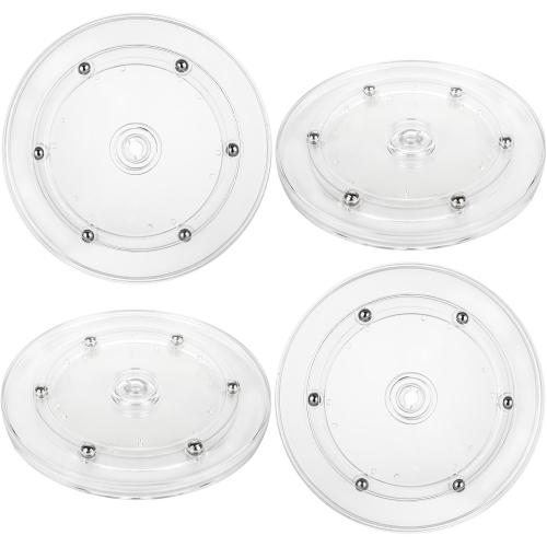 4PCS 6 inch Small Lazy Susan Turntable Clear Acrylic Lazy Susan Mini Acrylic Ball Bearing Rotating Tray for Spice Rack Table Cake Kitchen Pantry Decorating