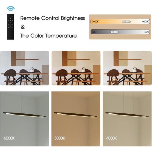 51 Wood Linear Pendant Light Wood Dining Room Light Fixture Modern Pool Table Lights Kitchen Island Lights for Dining Room Bar Kitchen Island Walnut Color