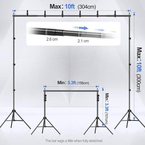 EMART Backdrop Stand Photo Studio Adjustable Background Stand Support kit with 2 Crossbars, 8 Clamps, 2 Sandbags and Carry Bag for Parties, Events Decoration, Wedding, Photography