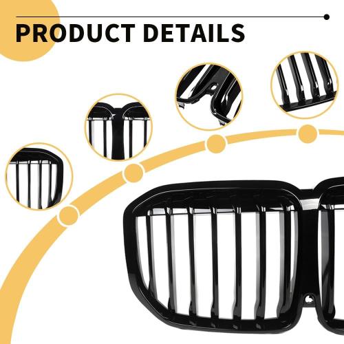 MAXDOM Replacement Front Upper Grill Fit for BMW (2019-2022) X7 G07 – Gloss Black Single Slat ABS Grille