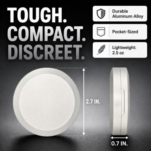 Metal Container for Zyn Pouches, Caffeine Pouches, and EDC Storage | Durable Aluminum, Laser Engraved Design | Slim - (Single Compartment)