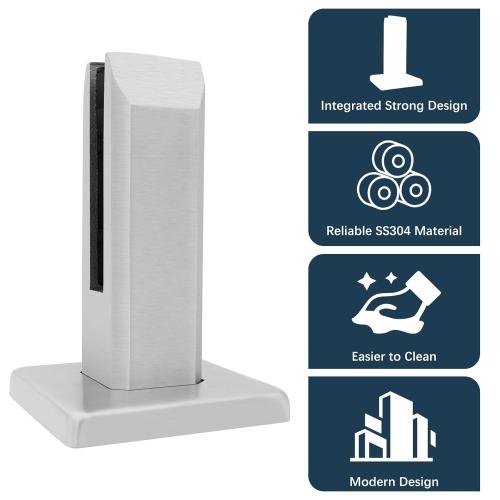 LukLoy 10 PACK 2.1lb T304 Stainless Steel Square Glass Railing Spigots Heavy Duty Frameless Clamp Bracket for Pool Fence, Deck Balusters, Balcony, Patio, Stairs Indoor and Outdoor, Silver - LEVEL 2