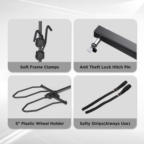 Black TANX Bike Racks for Ebikes,Fat Tire Bike Rack for Tow Hitch 2-Bike 160 lbs Capacity,Hitch Bike Rack for Heavy E Bike, Wobble Free Smart Tilting Folding Bicycle Car Racks for Standard, 2 inch Receiver