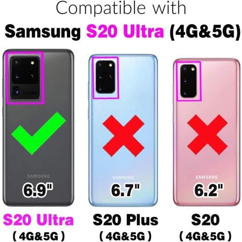 Asuwish Phone Case for Samsung Galaxy S20 Ultra 5G Wallet Cover with Tempered Glass Screen Protector and Ring RFID Blocking Credit Card Holder Cell S20ultra 20S S 20 A20 S2O 20ultra G5 Women Off White