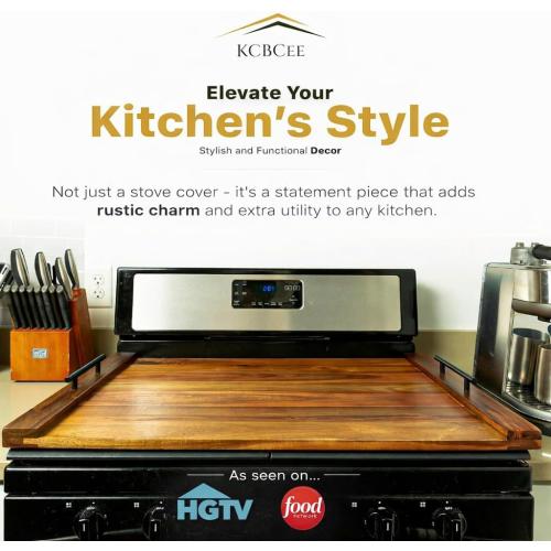 Noodle Board Stove Cover - Acacia Wood Stove Top Cover – Large Wood Cutting Board - Stove Top Covers for Electric Stove - Countertop Saver - Charcuterie Tray - Serving Board - Rustic Kitchen Decor