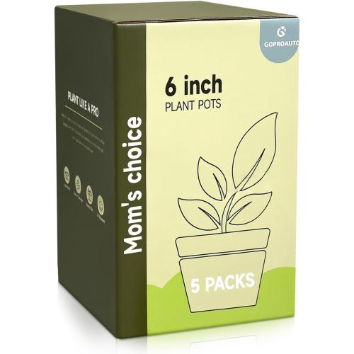 6 Inch Indoor Planter Pots with Drainage Hole and Tray Saucer,Flower Pots for Indoor Outdoor Garden Plants and Flowers, Multicolor, 5 Packs