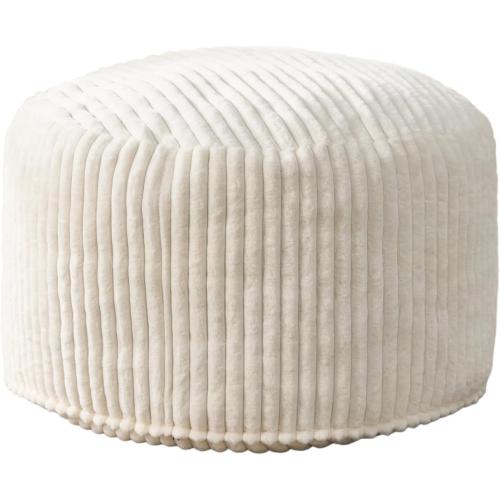 Hobestluk 3ft Bean Bag Chairs for Adults Large Beanbag Chair with Stripe Plush Cover Big Bean Bag Chair for Living Room Bedroom Dorm Office - White (36” x 36” x 22”)