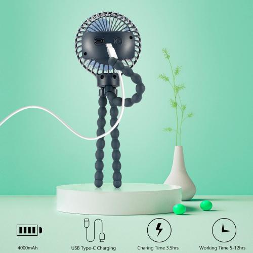 Dark Blue snawowo Mini Handheld Personal Portable Fan, Baby Stroller Fan, Car Seat USB or Battery Powered, with Flexible Tripod Clip on Student Bed Desk Bike Crib Treadmill Camping Traveling(Dark Blue)