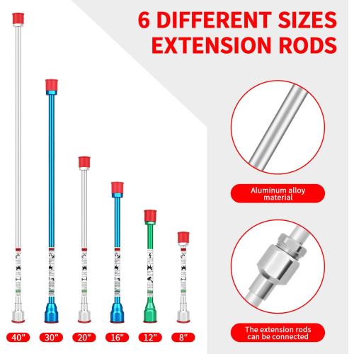 6-Piece Set of Extension Poles, Airless Paint Sprayer Gun Tip Extension Pole,for Airless Paint Gun Wand, Black Carrying Pouch Included for Easy Storage (8in 12in 16in 20in 30in 40in)‼️missing pieces‼️