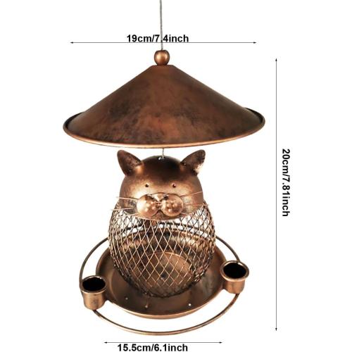 Outdoor Cat-Shaped Squirrel-Proof Metal Bird Feeder - Hanging Decoration for Garden & Yard - Wild Bird Feeding Station