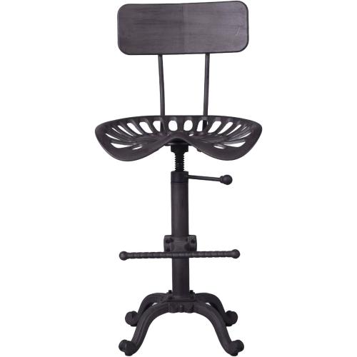 Diwhy Industrial Design Metal Adjustable Height Backrest Chair Vintage Tractor Saddle Bar Stool Rust
