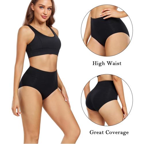 XL wirarpa Women's Underwear High Waisted Ladies Cotton Panties Soft Full Coverage Briefs 5 Pack