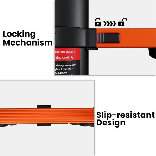 16.5 FT Telescoping Ladder, Aluminum Extension Ladder, 330 lbs Load Capacity, Multi-Purpose Collapsible Ladder for Home and Work; Orange