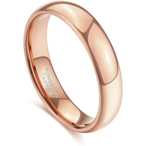 TRUMIUM 2mm 4mm 6mm 8mm Tungsten Wedding Band Ring for Men Women Silver/Rose Gold Plated/Rainbow/Gold Plated Domed High Polish Engagement Promise Rings Comfort Fit 4-15