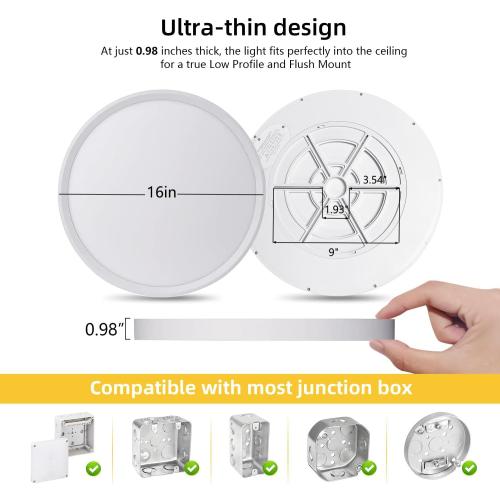 Set of 4 Color White Led Flush Mount Ceiling Light,16 Inch 32w 3480lm,3000k/4000k/6000k 3CCT Selectable, Round Modern Flat Panel Super Slim Led Ceiling Light,for Living Dining Kitchen Bedroom Room (4Pack-White)