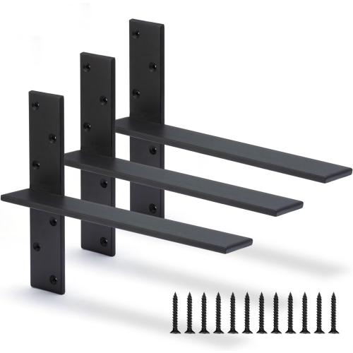 Floating Shelf Bracket 3/8 Thick Heavy Duty Shelf Brackets 3 Pack Free Hanging Countertop Support Bracket 18 Lx2.5 W Floating Wall Brackets for Cabinets, Granite, Dishwasher, Bench Seats Vanities