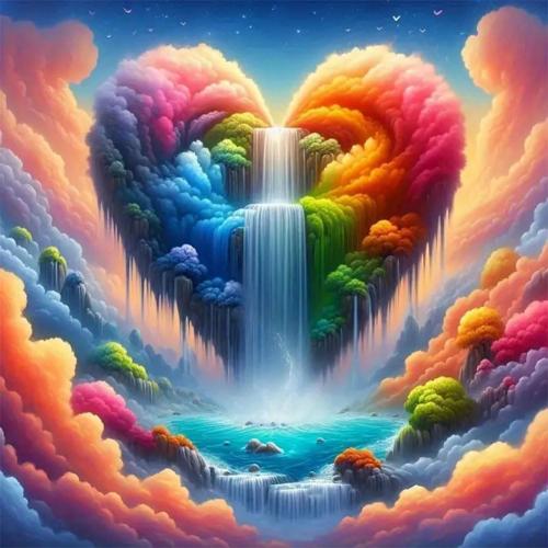 Reluohuo Waterfall Diamond Painting Kits for Adults, 5D Full Drill Diamond Art Kits for Beginners, DIY Round Gem Art Craft for Home Wall Decor, 12x12 Inch