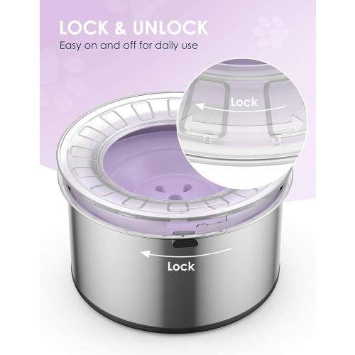 1Gallon Large Dog Water Bowl No Spill, [Anti Digging Lid & Rubber Bottom] Spill Proof Dog Bowl, Anti Splash Mess Dripless Slow Drinking Stainless Steel Water for Sloppy Messy Drinkers Car