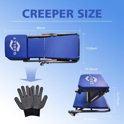 Garage Shop Creepers, Foldable Z Creeper 2-in-1 for Car, 36 Adjustable Roller Garage Chair Lay Down or Sit, 330 LBS Capacity Under Car Roller Creeper with 6 Swivel Casters