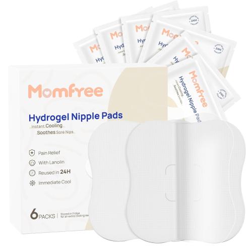 6 Pack Hydrogel Nipple Gel Pads for Breastfeeding: Soothing Nursing Pads Reusable Instant Cooling Relief | Promotes Healing Irritated Nipples - 6 Packs(12 Count)