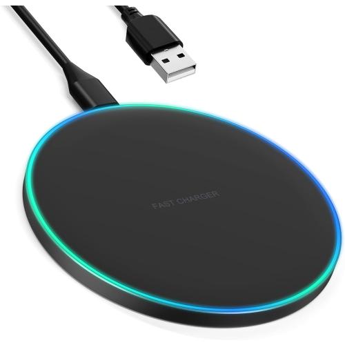 Wireless Charger Compatible with iPhone 17 16 15 14 13 12 11 Pro Max/Mini/Plus/XR/X/8, 15W Max Fast Wireless Charging Pad Mat for Samsung Galaxy S23/S22/S21/S20/S10, Galaxy Buds