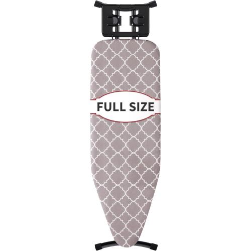 Full Size Ironing Board 57 L X15 W, Large Wide Sturdy Ironing Board with Iron Rest, Foldable Adjustable Iron Board with Heat Resistant Cover, Enhanced Stability (Black Gray)