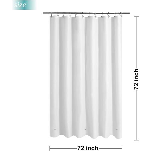 Mrs Awesome White Shower Curtain Liner with 3 Magnets, 72x72 Premium Flexible Sturdy Plastic Shower Curtain for Bathroom Lightweight & Waterproof, White