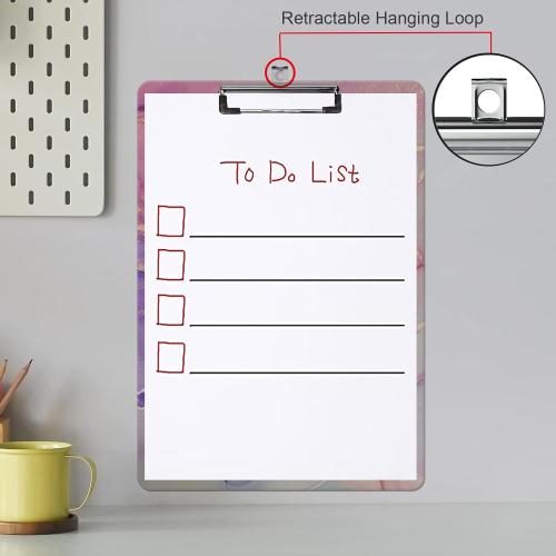 Fashion Clipboard, A4 Letter Size Wooden Decorative Clipboards for Teacher, Nurse, Doctor,Student and Kids, Cute Design for Standard Size 12.2 x 8.9 (C-Pink Purple Marble)