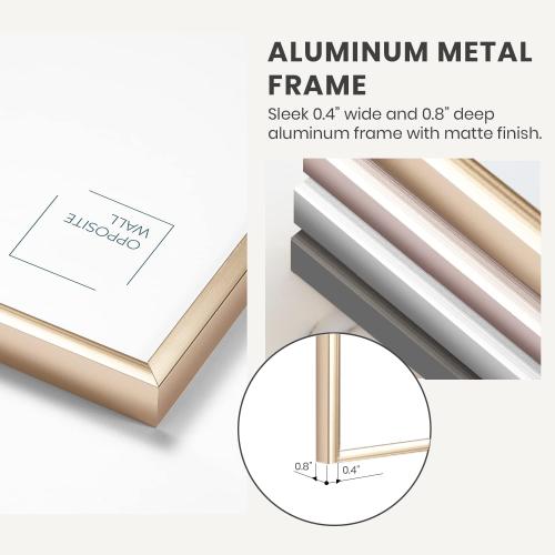 Opposite Wall Aluminium Metal Picture Frame, 16x20 in. | 41x51 cm Gold Sleek Matte, Lightweight, Shatterproof and Durable, Perfectly Crafted for Picture, Poster, Photo and Collage Displays