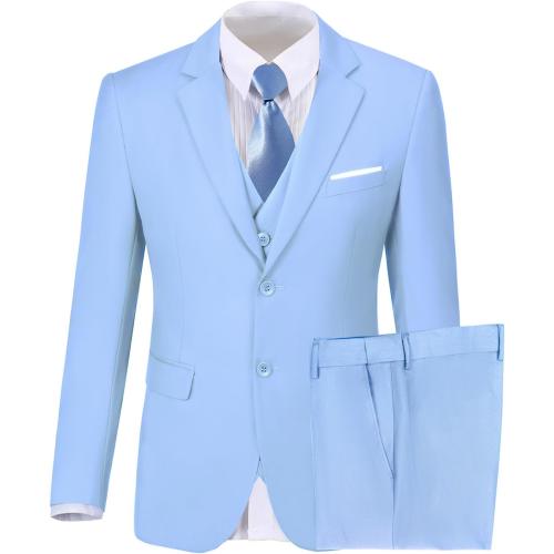 men's suit size XL sky blue three-piece