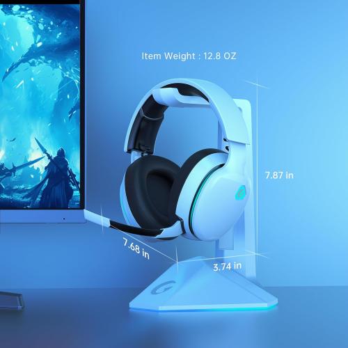 Gtheos 2.4GHz Wireless Gaming Headset for PS5, PS4 Fortnite & Call of Duty/FPS Gamers, PC, Nintendo Switch, Bluetooth 5.3 Gaming Headphones with Noise Canceling Mic, Stereo Sound, 40 Hr Battery -White