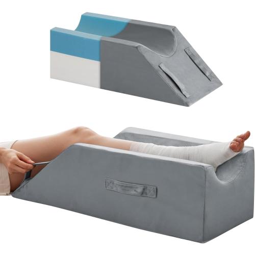 Leg Pillow Elevation Blood Circulation, Wedge Pillow for Legs Swelling, Knee Pillow Wedge Post Surgery, Leg Elevation Pillows for After Surgery, Memory Foam Foot Leg Elevating Pillow, Grey