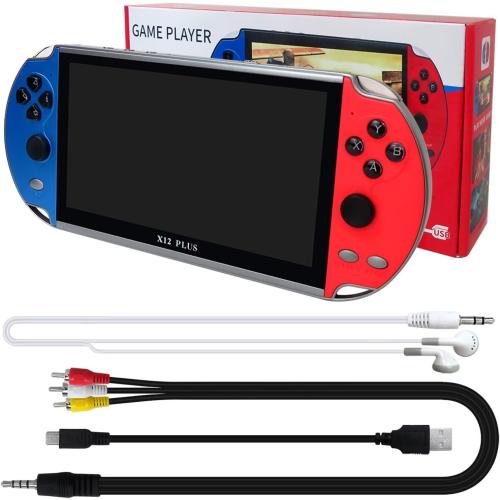 7 Inch HD Screen X12 Plus Handheld Retro Game Console Game Joystick Large 16GB Memory with 10000 Built-in Games Support 30 Game Format