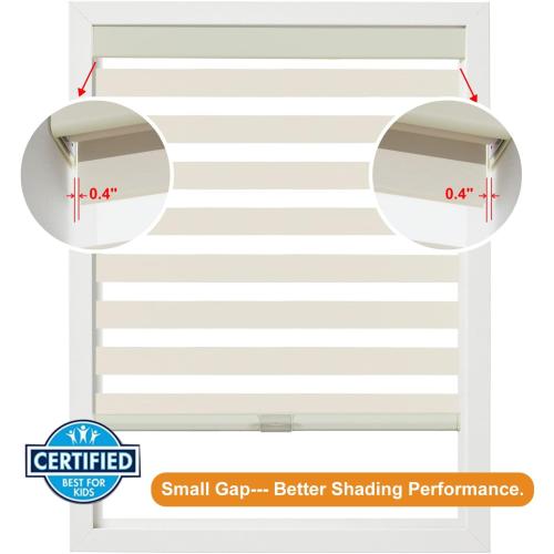 Persilux Cordless Zebra Blinds for Windows (27 W x 72 H, Beige) with Upgraded Cassette Light Filtering Dual Layersfor Day and Night Sheer Roller Shades Thermal Insulated Blinds for Office