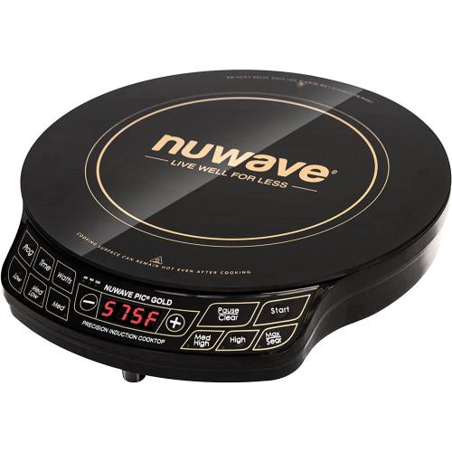 Nuwave Gold Precision Induction Cooktop, Portable, Powerful with Large 8” Heating Coil,100°F to 575°F, 3 Wattage Settings, 12” Heat-Resistant Cooking Surface