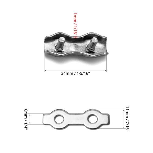QWORK Cable Clamp, 50 Pcs M3 Stainless Steel Duplex 2 Post Wire Rope Clamps for 1/16 - 1/8 Diameter Wire Rope