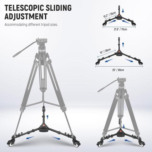 NEEWER Photography Tripod Dolly, Heavy Duty 50lbs Capacity Tripod Wheels with 3 Rubber Wheels for DSLR Cameras Camcorder Photo Video Lighting