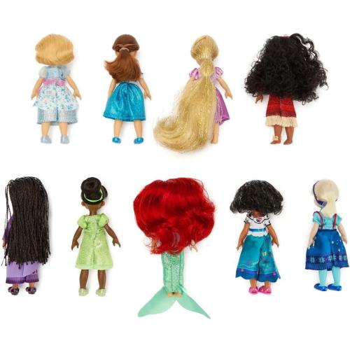 Disney Store Official Once Upon a Story Collection Mini Doll Gift Set - 9 Collectible Disney Princess Dolls: Cinderella, Ariel, Belle, Tiana, Rapunzel, Elsa, Moana, Mirabel & Asha - 5 Inch Mini Toys