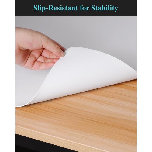 Pure White Plastic Table Cover Protector, 24 x 48 Waterproof Easy Flat PVC Desk Pad Mat, 1.5mm Thick Rectangle Vinyl Table Top Protector for Dining Room Table, Office, Dresser