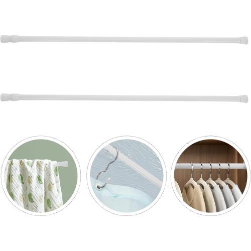 Nail-Free Tension Pole Adjustable Door Curtain Rod and Shower Curtain Rod 55-90Cm White 2Pcs for Bathroom and Window Use