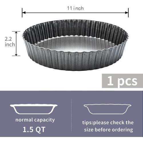 Deep Dish Quiche Pan, 11” x 2” Tall Pie Pan Deep Tart Pan with Removable Bottom, Nonstick Large Fluted Tart Mold Loose Base Round Deep Pizza Pan for Baking Easter Pie
