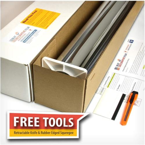 BDF S05 Window Film Daytime Privacy and Heat Control Mirror Silver 5 (Very Dark) - 36in X 12ft