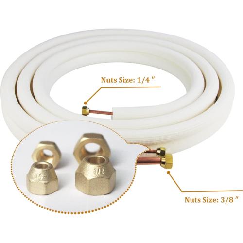 33 Ft Mini Split Line Set,Air Conditioning Copper Tubing Pipe Extension,1/4 & 3/8 3/8 PE Thickened for AC and Heating Equipment Insulated with Nuts. (1/4 3/8)