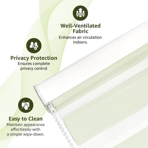 Foiresoft Standard Zebra Roller Blinds [W 36 x H 64inch, White, Basic], Light Filtering Dual Layer Window Shades, 13 Colors, Customizable Options