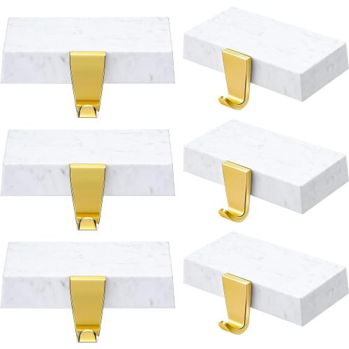 Zhengmy 6 Pcs Christmas Stocking Holders for Mantel Metal Hanging Hooks Stocking Hangers for Fireplace Xmas Party Decoration(Marble Color)