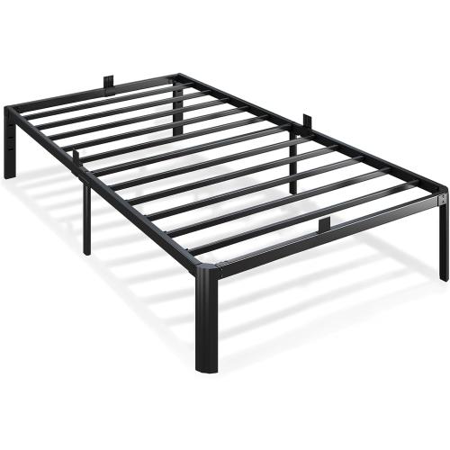 Metal Bed Frame Twin Size, 14 Inch 3500 lbs Heavy Duty Platform Bed Frames Steel Slats Noise Free No Box Spring Needed, Easy Assemble Sturdy Bedframe Rounded Corner with Storage and Mattress Retainers