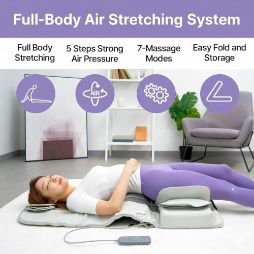 DR. WELL 2026 New, Full Body Stretching Massage Mat 3D Lumbar - Neck, Back, Waist, Hip Relaxation. 26 Powerful Air Cells, 7 Massage Modes & 5 Intensities Levels. Foldable & Portable Mattress.