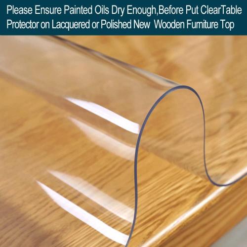 42 X 90 inch Large Clear Plastic Tablecloth Vinyl Rectangle Wood Furniture Wipeable Table Cloth Protector Thick Countertop Protective Cover PVC Desk Dining Glass Tabletop Protection Pad Easy Clean