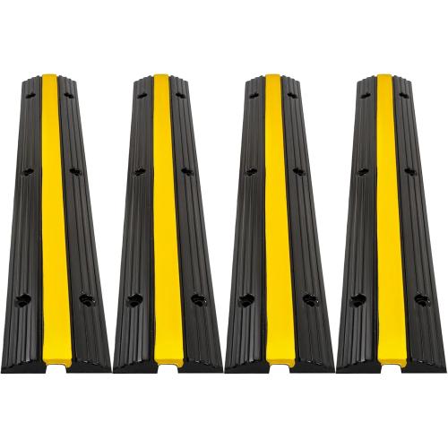 CXRCY Cable Protector Ramp 4 Pack of 1-Channel Rubber Hose Ramp, 22046Lbs Capacity Heavy Duty Speed Bumps Hose Cord Protector Ramps for Driveway&Outdoor/Wire/Hose/Pipe Hider
