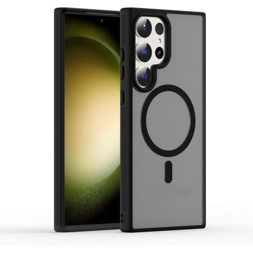 for Samsung Galaxy S23 Ultra Case [Compatible with MagSafe] Slim Translucent Hard Matte Back Phone Case Skin-Friendly Touch Shockproof Protective Cover for Samsung S23 Ultra 6.8, Black